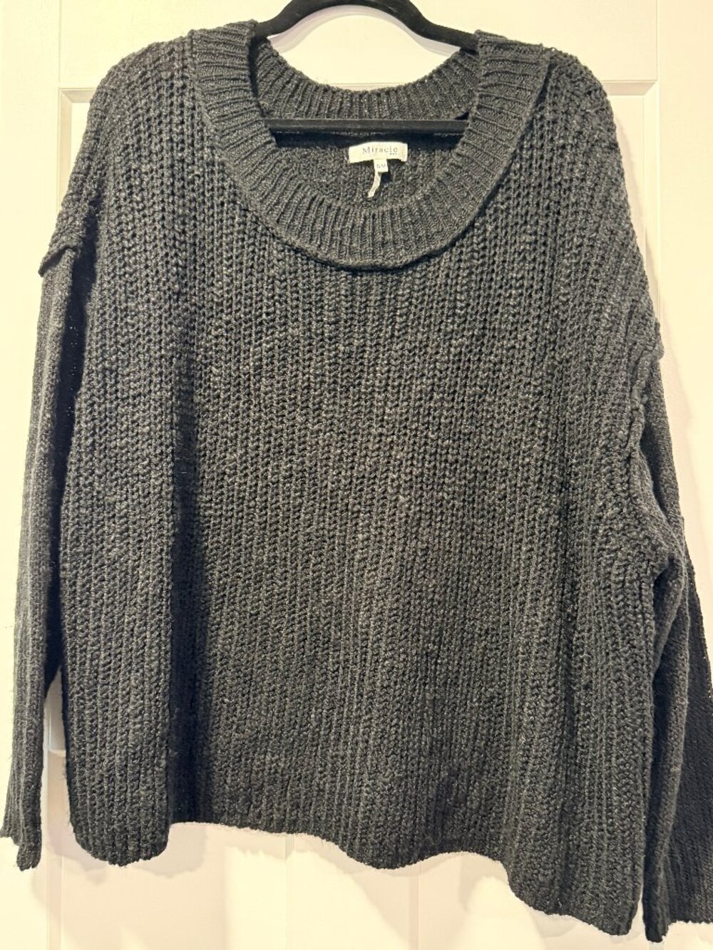 Miracle USA Oversized Raw-Edge Black Sweater